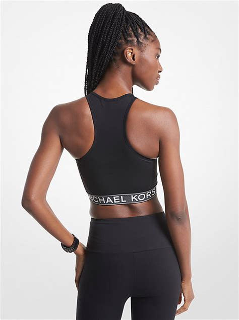 michael kors bra mb d|Stretch Nylon Logo Tape Racerback Sports Bra .